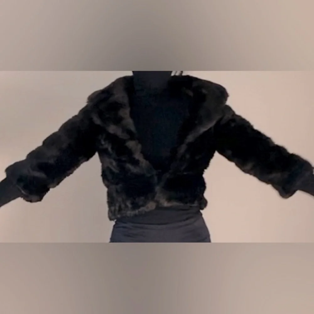 Vintage Monique Cropped Faux Fur Cape Coat Teddy Paris France XS/S - Picture 3 of 14